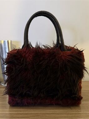 Vintage Y2K Dingbats LA Fluffy Faux Fur Shaggy Satchel Bag Whimsigoth Grunge Alt